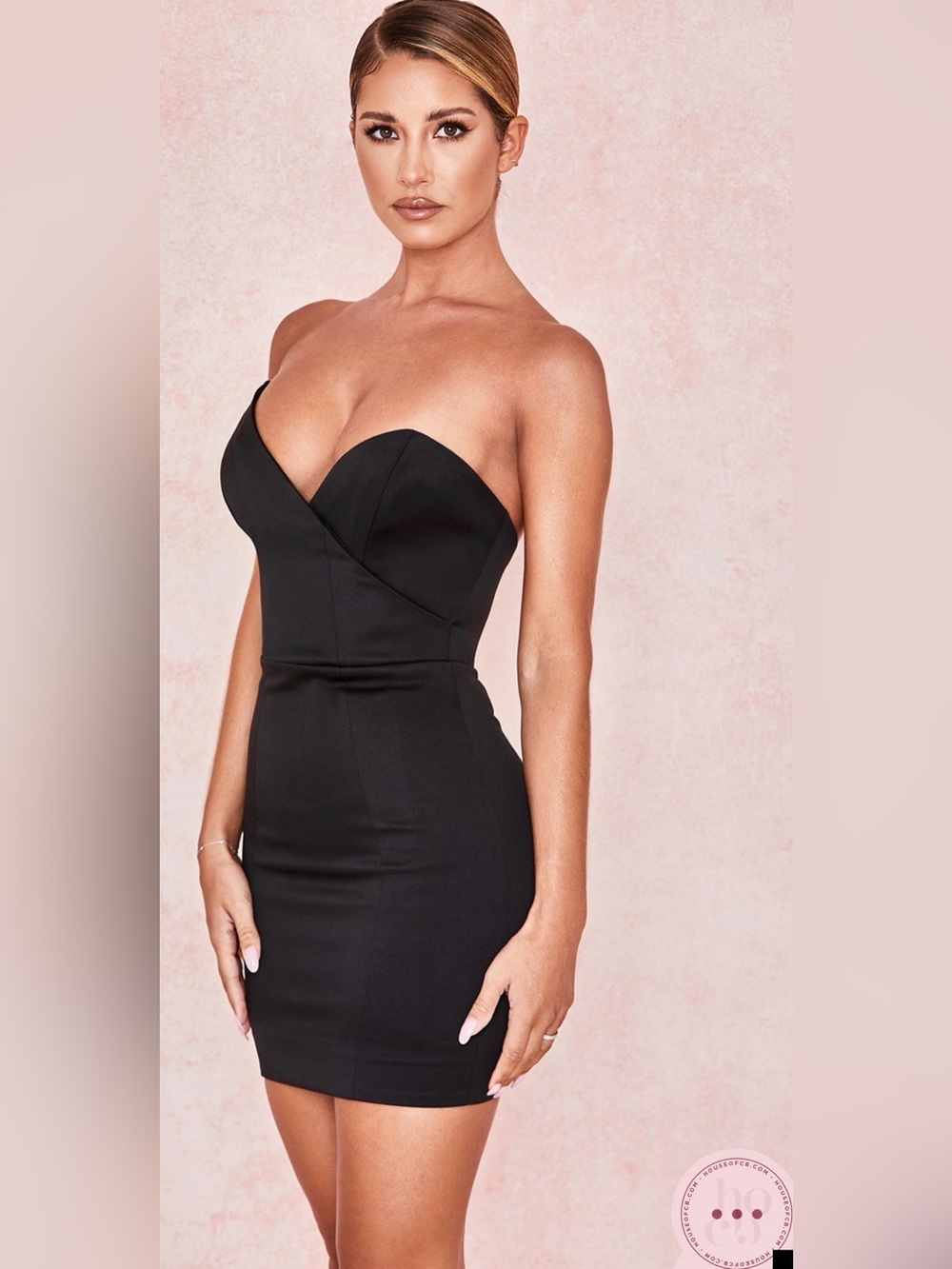 House of CB Chouchou Black Satin Asymmetric Mini Dress - Size M - Picture 3 of 13